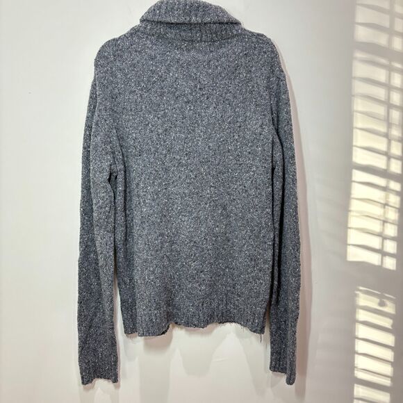 Luca Nobili Fisherman Sweater Men L Wool Blend Gray Shawl Cable Knit Grandpa - Picture 4 of 8